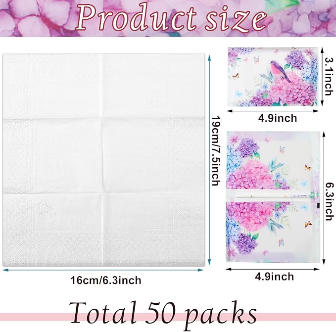 Geyee 50 Packs Tissue Travel Size Facial Paper Napkins Travel Packs Disposable - Image 2