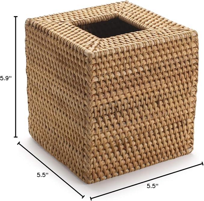 Rattan Tissue Box Cover Natural Woven Facial Napkin Holder Square - Image 8