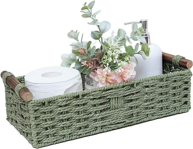 Round Paper Rope Storage Basket Wicker Baskets by STOBSK