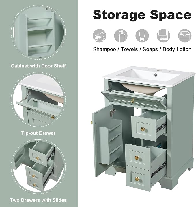 Harper & Bright Designs 24" Bathroom Vanity - Image 6