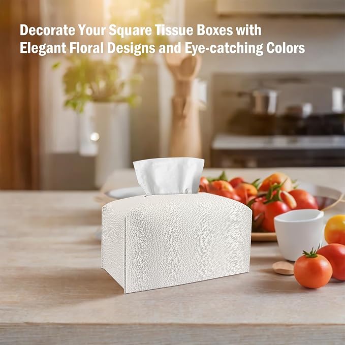 Tissue Box Cover PU Leather Tissue Holder Rectangle Facial Tissue Case Tissue - Image 2