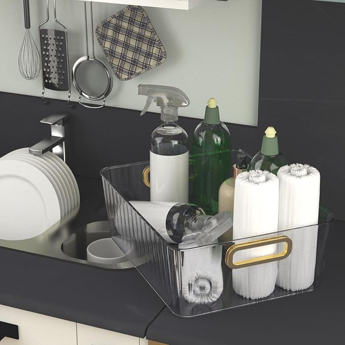 4 Packs Clear Plastic Storage Bins, Shelf and Fridge Organizer Basket Bin - Image 6