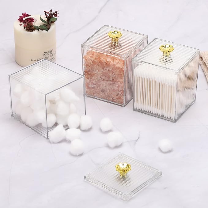 Tecbeauty 3PCS Qtip Holder Bathroom Organizer and Storage Containers Plastic - Image 3