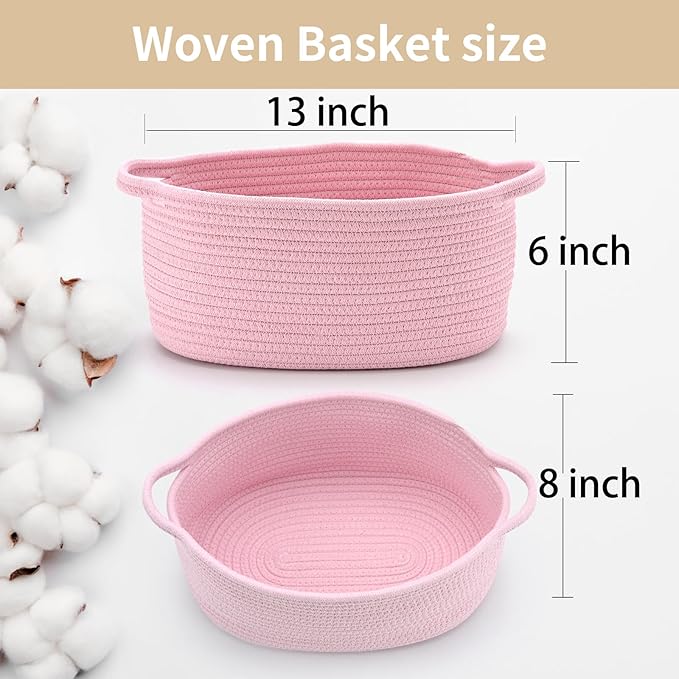 Pink Basket – Cute Basket for Girl Women, Baby Shower, Birthdays – Empty Basket - Image 2