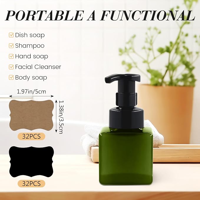 8.5 oz Foaming Soap Dispenser Plastic Foaming Pump Bottle, Refillable Dispenser - Image 3