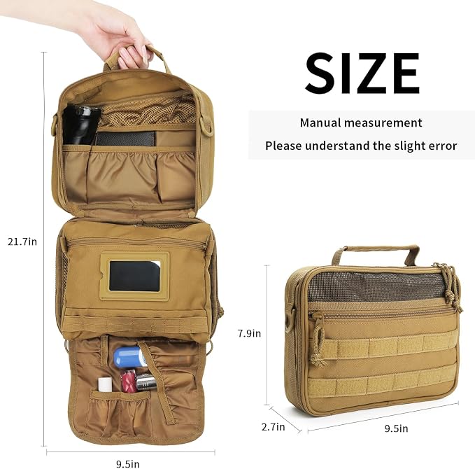 SMONT Tactical Toiletry Bag for Men, 9.5" Hanging Dopp Kit Shaving Hygiene Bag - Image 4