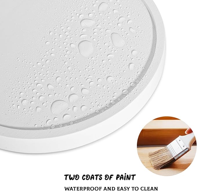 Round Decorative Tray Wood Bathroom Counter Organizer Farmhouse Kitchen Decor - Image 5