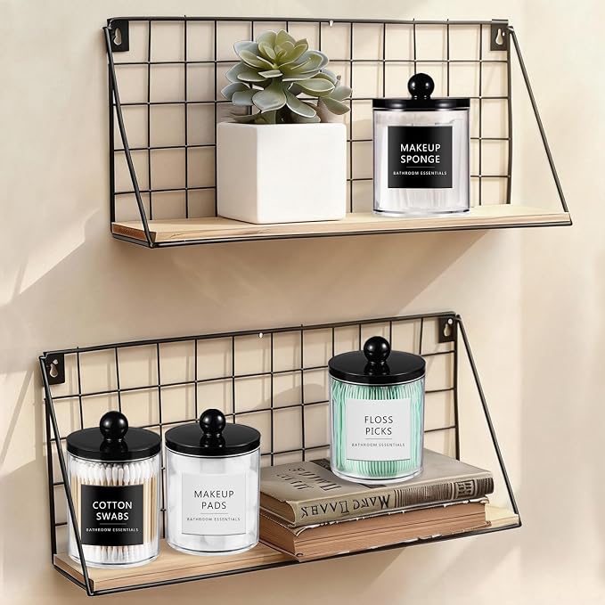 SheeChung 6 Pack Acrylic Qtip Holder Dispenser, Bathroom Jars - Image 5