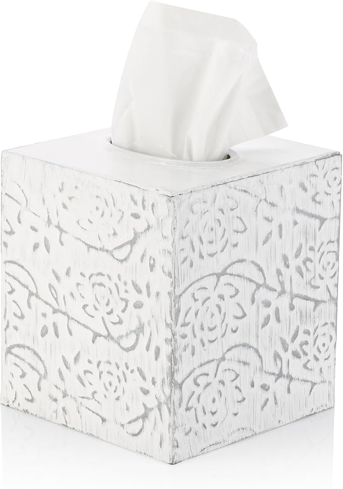 Country Chic Modern Farmhouse Tissue Box Holder, Decorative Metal Tissue Cover - Image 4