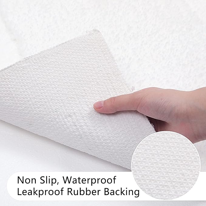 SHACOS White Bathroom Rugs Sets of 2 Pieces 32x20 inch, Super Soft Fluffy Bath - Image 3