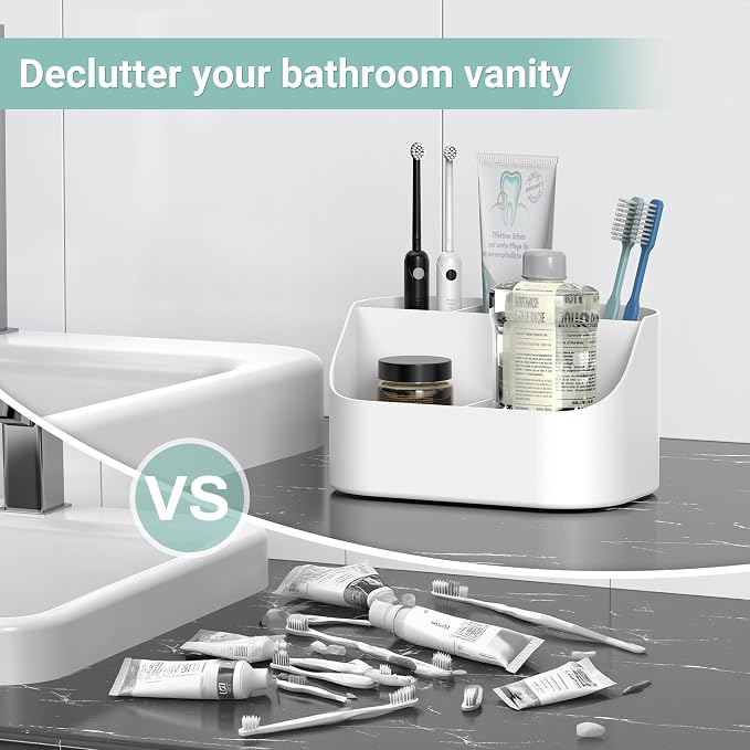 Countertop Toothbrush Holders for Bathrooms, Plastic Toothpaste and Electric - Image 3