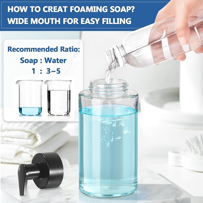 Foaming Soap Dispenser, 10 oz/300ml Foaming Hand Soap Dispenser, 2 Pack Glass - Image 7
