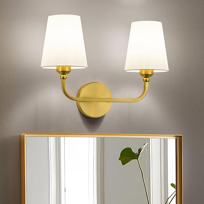 Bathroom Vanity Light, Brushed Gold Bathroom Light Fixtures, 2-Light Lighting by Kvhiiw