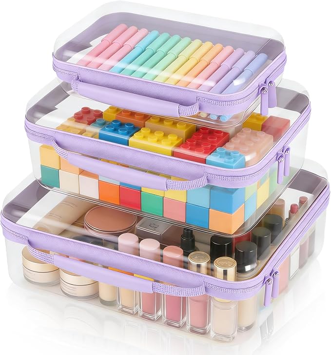 3 Pack Clear Hard Shell Zipper Case by CosmeticCase