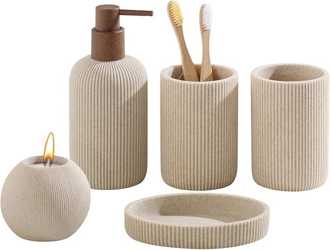Bathroom Accessories Set, Toothbrush Holder, Soap Dish, Candle Holder by AdornMyHomeEnjoyMyLife