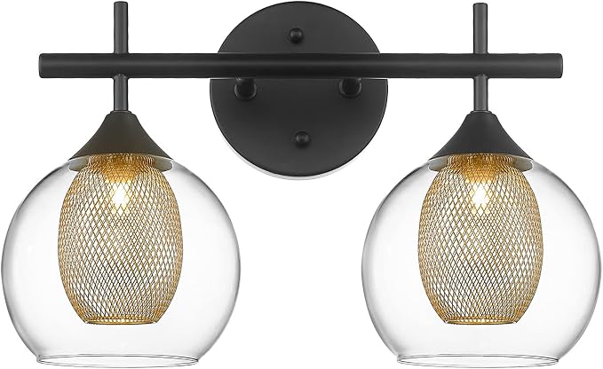 Black and Gold Bathroom Light Fixture, Farmhouse Wall Sconce Lighting by Audickic
