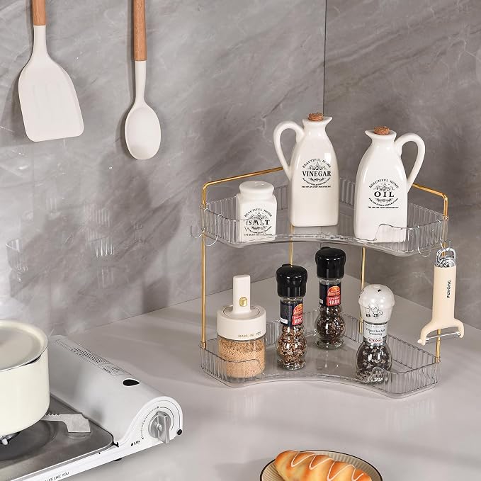 2-Tier Corner Bathroom Organizer Countertop - Image 7