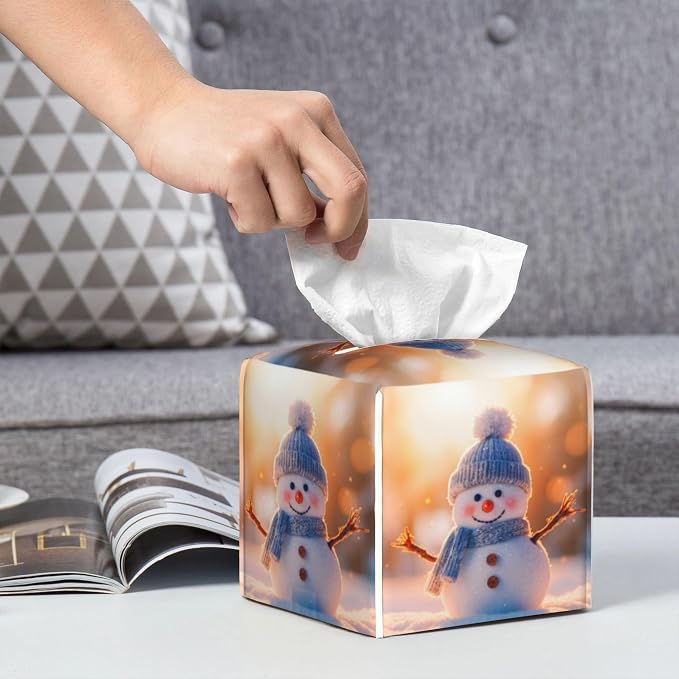 Cute Christmas Snowman Tissue Box Cover Square, Winter Christmas Snowman Tissue - Image 6