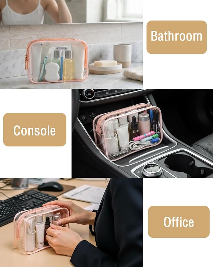 Buminee Clear Pouch Small, 6.6"x2.3"x4.7" Size TSA Approved Toiletry Bag - Image 3