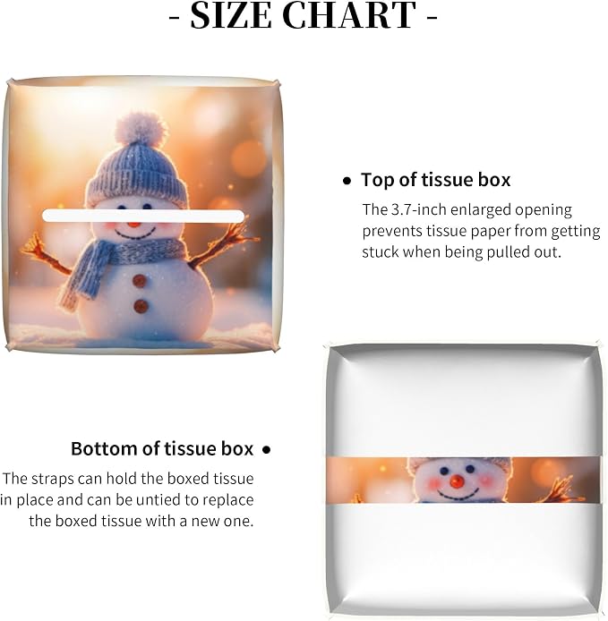 Cute Christmas Snowman Tissue Box Cover Square, Winter Christmas Snowman Tissue - Image 5