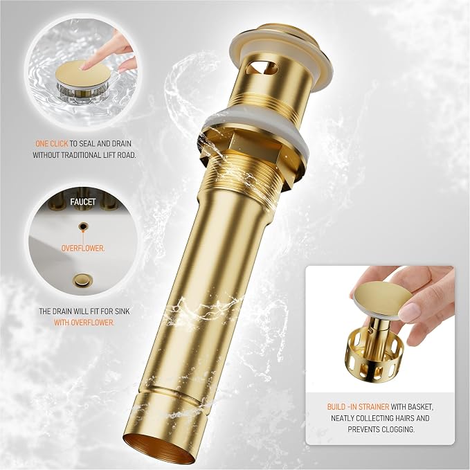 Brushed Gold 4 Inch 2 Handle Centerset Lead-Free Bathroom Faucet, Swivel Spout - Image 8