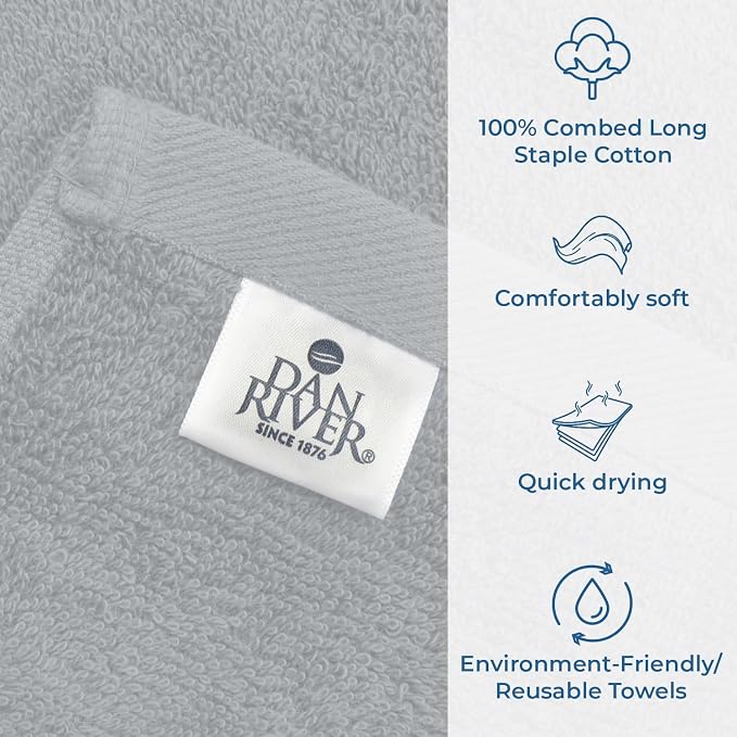 DAN RIVER Bath Towels Set of 4, 27 x 54 Inches, 100% Cotton, Larger & Lighter - Image 4