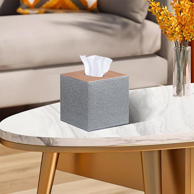 Leather Tissue Box Cover Square, Upgrade 99% Compatible Large Size, Modern - Image 6