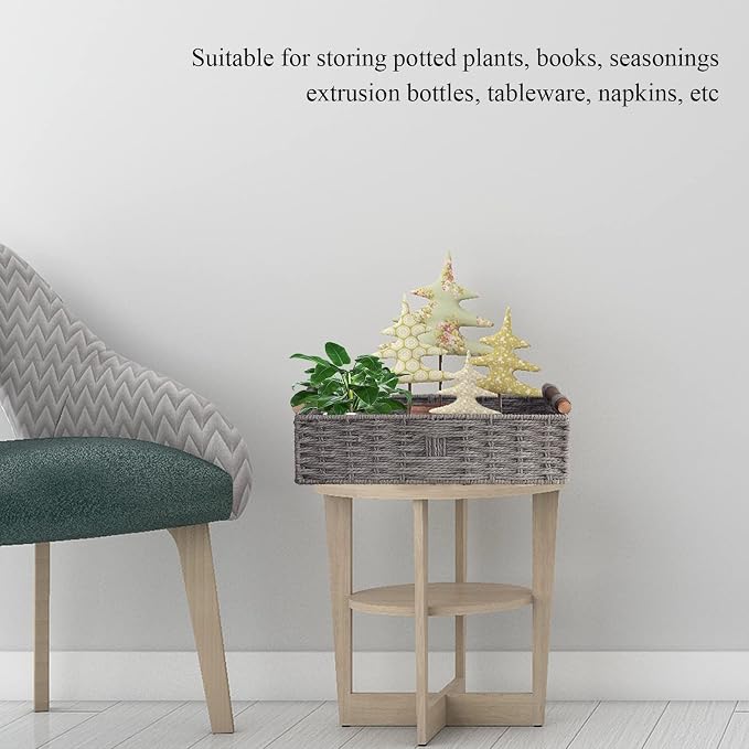 Round Paper Rope Storage Basket Wicker Baskets - Image 5