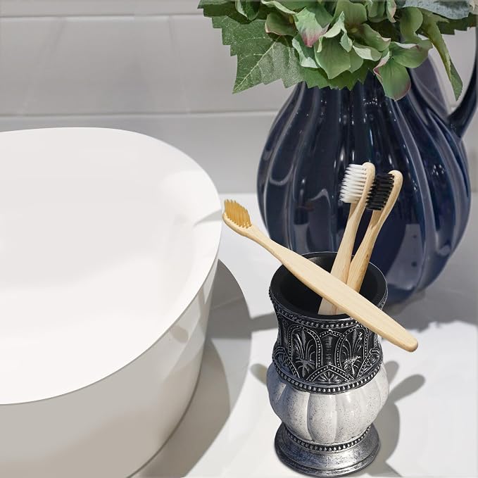 6 Pieces Pumkins Bathroom Accessories Set Including Trash Can, Toothbrush - Image 5