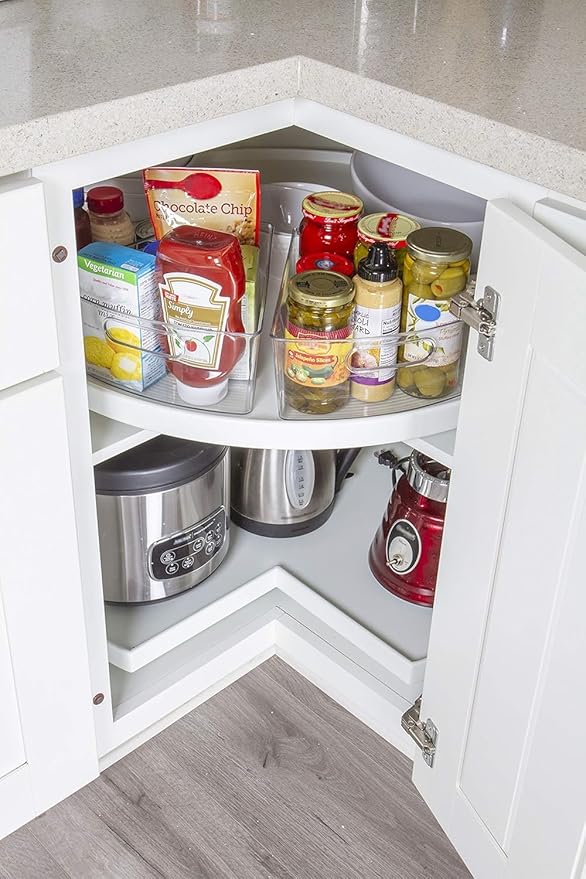 Kitchen Spaces Lazy Susan Deep Organizer Bins, Corner Cabinet Turntable Shelf - Image 4
