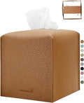 Tissue Box Cover 5X5X5'' PU Leather Tissue Holder Square Tissue Cube Box by PENGLONGHOMEDECORATION