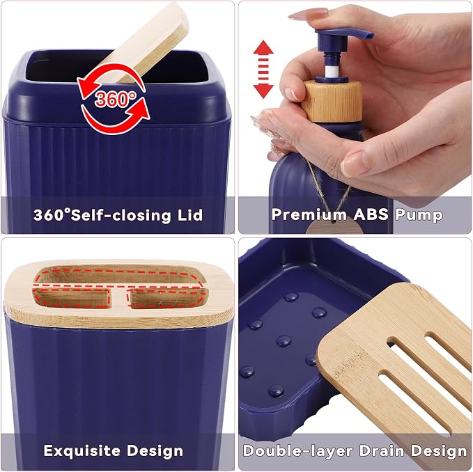 30PCS Navy Blue Bathroom Accessories Set - Image 4