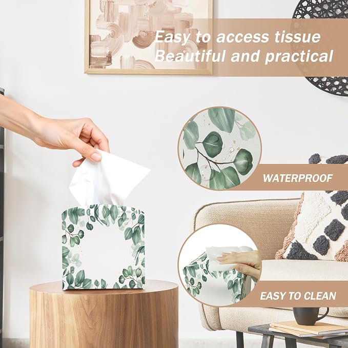 Eucalyptus Leaves Tissue Box Cover Square - Image 3