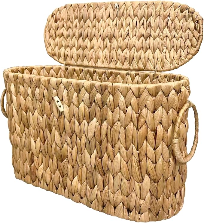 Toilet Paper Basket with Lid, Wicker Basket by WEAVECOMFORTINTOEVERYCORNER