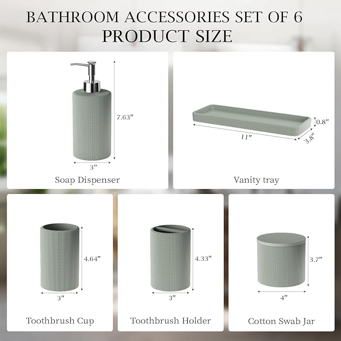 6-Piece Green Bathroom Set - Image 8