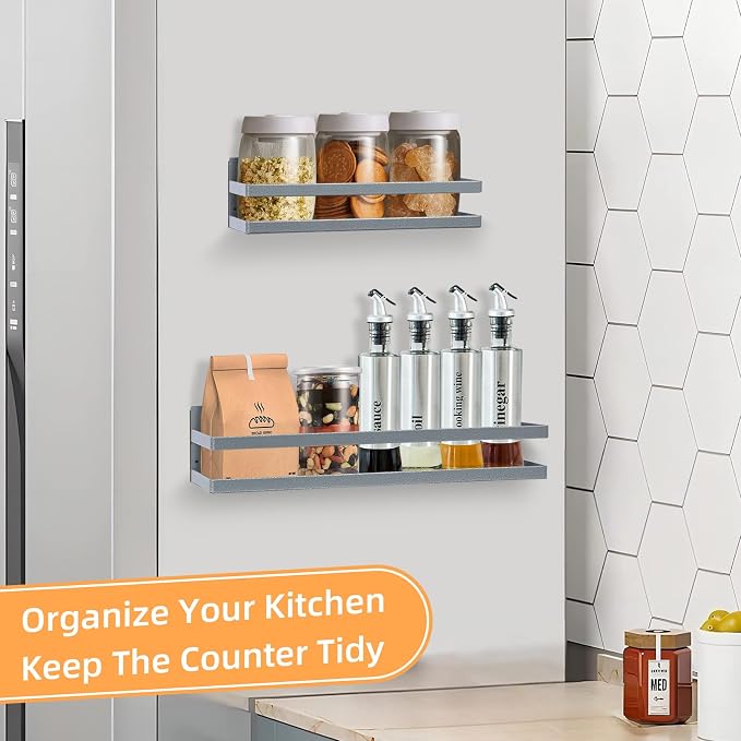 Uten Large Spice Rack for Refrigerator, 2 Pack Strong Magnetic Shelves - Image 7