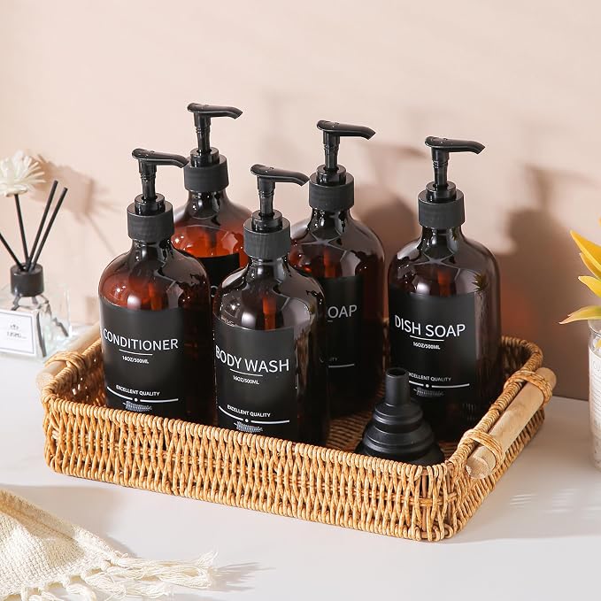 5Pack Amber Shower Bottles Refillable - Image 3
