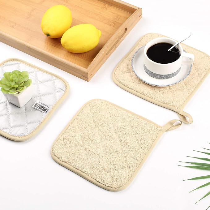 100% Cotton Kitchen Everyday Basic Terry Pot Holder Heat Resistant Coaster - Image 8
