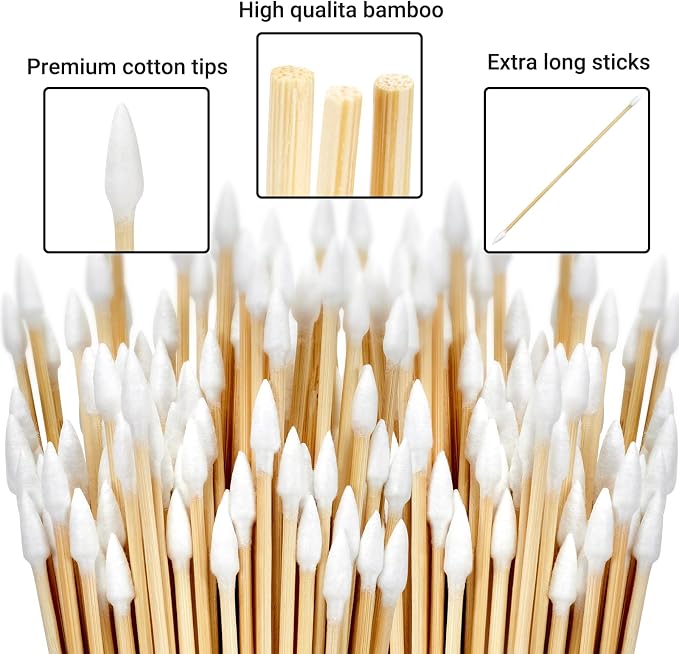 500/1000 Count 6'' Long Round/Pointed Cotton Swabs Durable Stem, Lint- Free Gun - Image 4