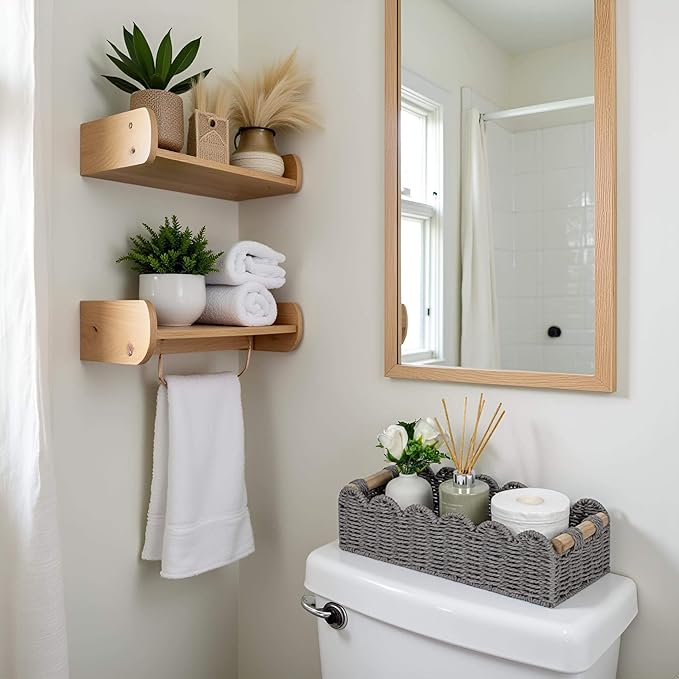 CubesLand Scalloped Edge Toilet Paper Storage Basket, Living Room Home Cozy - Image 2