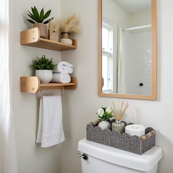 CubesLand Bathroom Basket Organizer, Toilet Tank Paper Storage Baskets 2-Pack - Image 3