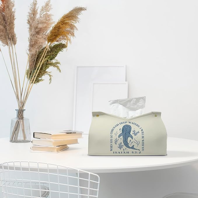 Whale Shark Christian Tissue Box Cover Rectangle, Ocean Whale Scripture Bible - Image 3