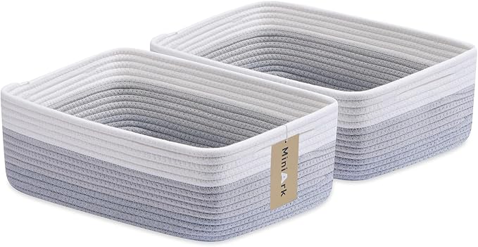 Large Shallow Organizing Baskets 15x11x5.1 Inches by MiniArkStorageBasketsHome