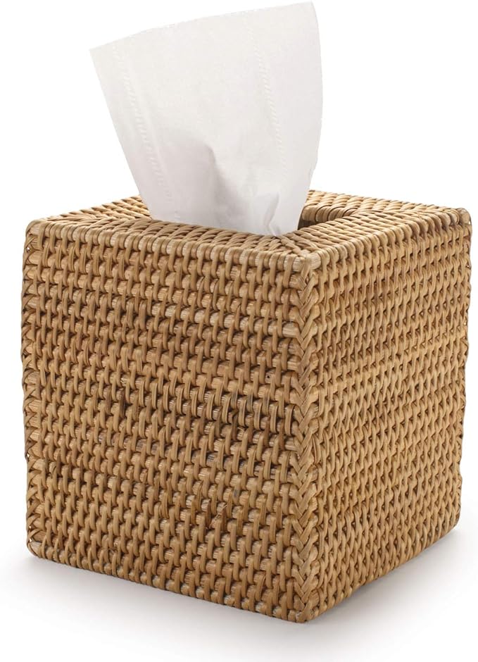 Rattan Tissue Box Cover Square, Hand Woven Wicker Tissue Holder, 5.5 x 5.5 X by YANGQIHOME