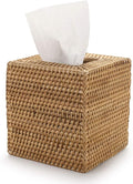 Rattan Tissue Box Cover Natural Woven Facial Napkin Holder Square by DECRAFTS