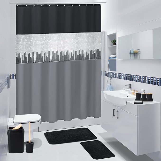 Bathroom Sets with Shower Curtain and Rugs - Image 2