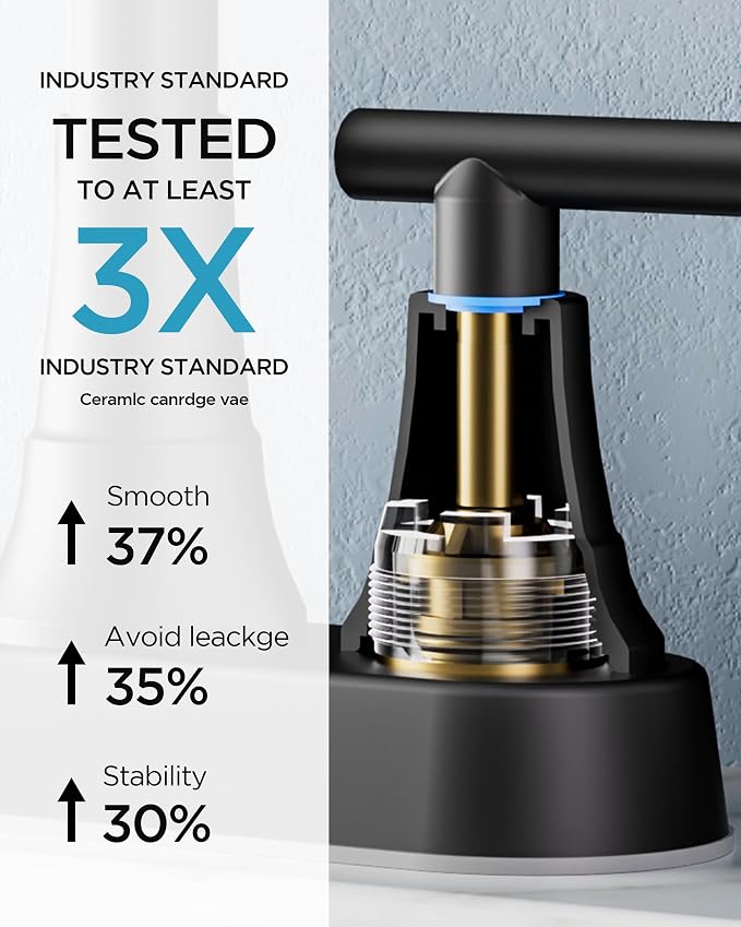 FORIOUS RV Bathroom Sink Faucet 2 or 3 Hole Matte Black, 4 Inch Cenerset - Image 3