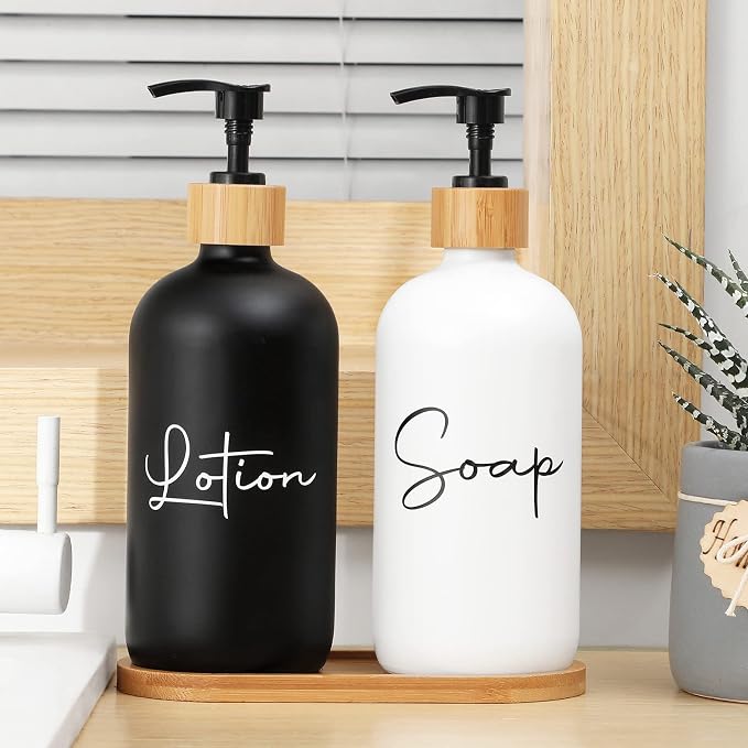 17 oz Hand Soap Dispenser Empty Glass Lotion Pump Bottles, Refillable Liquid - Image 2