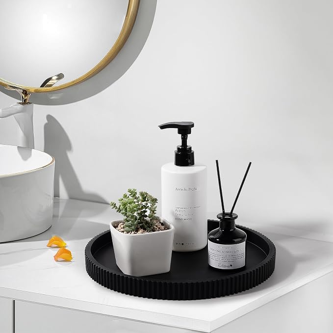 Silicone Bathroom Tray Round Kitchen Counter Organizer Decorative Vanity - Image 2