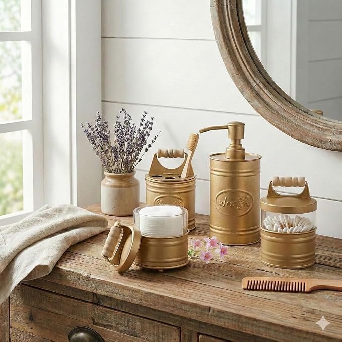 Autumn Alley Antique Gold Bathroom Accessories Set 4 - Image 2